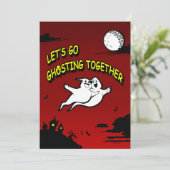 Valentijnsdag Halloween ghosting samen Feestdagenkaart (Staand voorkant)