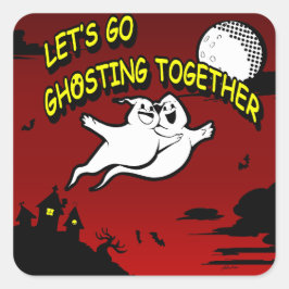 Valentijnsdag Halloween ghosting samen Vierkante Sticker