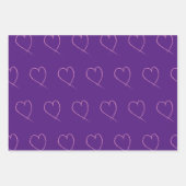 Valentijnsdag Hand Drawn Hearts Paars Patroon Inpakpapier Vel (Voorkant 3)