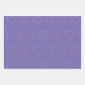 Valentijnsdag Hand Drawn Hearts Paars Patroon Inpakpapier Vel (Voorkant 2)
