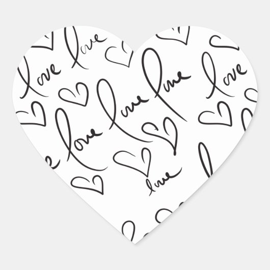 Valentijnsdag Hand Drawn Script Love Lettering Hart Sticker (Voorkant)