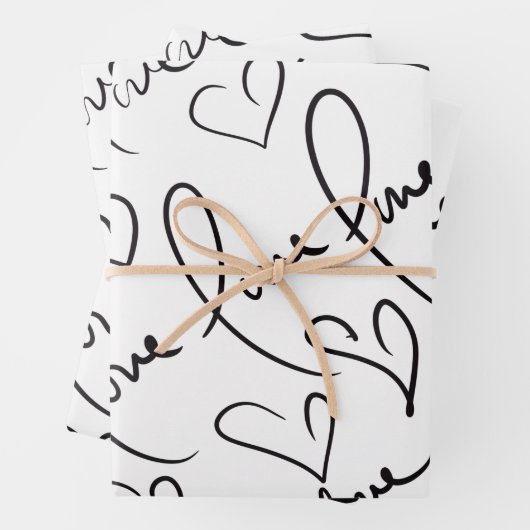 Valentijnsdag Hand Drawn Script Love Lettering Inpakpapier Vel (In situ)