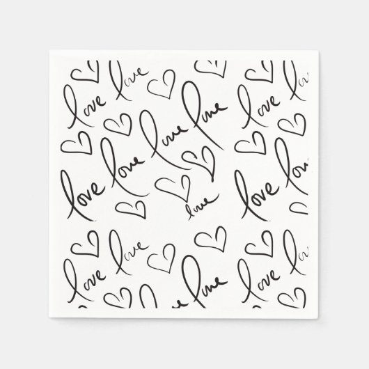 Valentijnsdag Hand Drawn Script Love Lettering Servet (Voorkant)