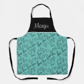 Valentijnsdag Hand Lettering Love Hearts Name Schort (Voorkant)