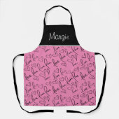 Valentijnsdag Hand Lettering Love Hearts Name Schort (Voorkant)