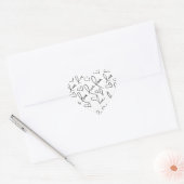 Valentijnsdag Handgetekende Script Liefdes Lettert Hart Sticker (Envelop)