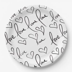 Valentijnsdag Handgetekende Script Liefdes Lettert Papieren Bordje