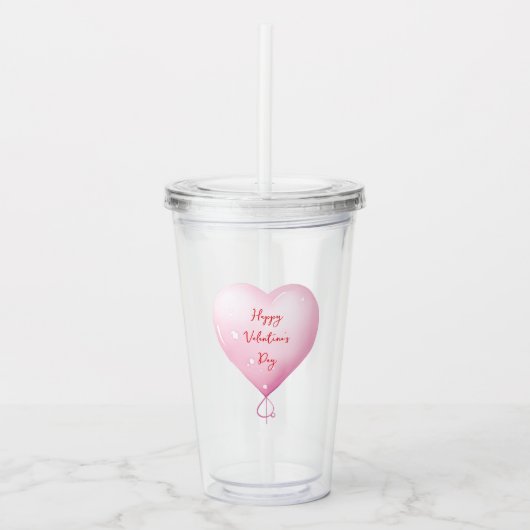 Valentijnsdag Happy Custom Blush Pink Acryl Drinkbeker (Voorkant)