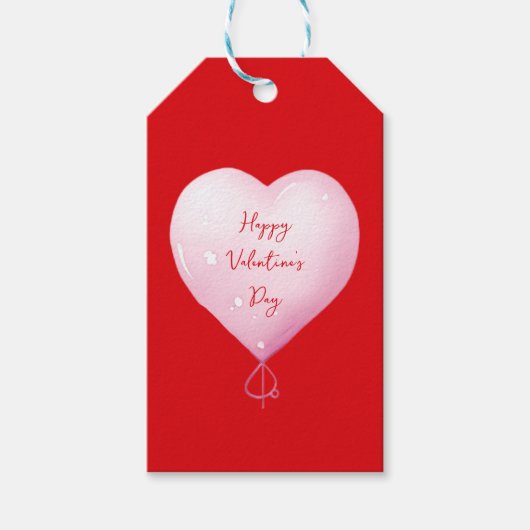 Valentijnsdag Happy Heart Custom Bright Red Cadeaulabel (Voorkant)