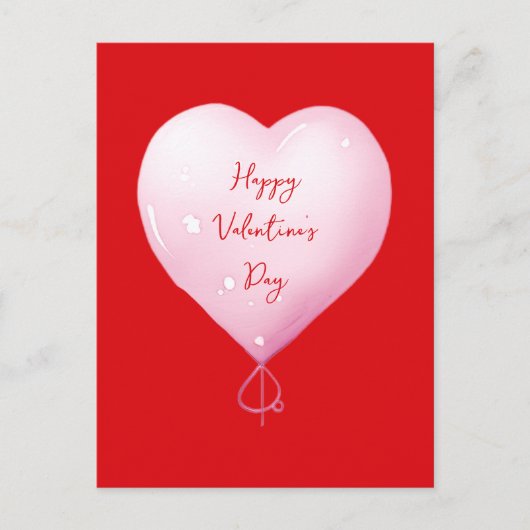 Valentijnsdag Happy Heart Custom Bright Red Feestdagenkaart (Voorkant)