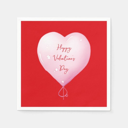 Valentijnsdag Happy Heart Custom Bright Red Servet (Voorkant)