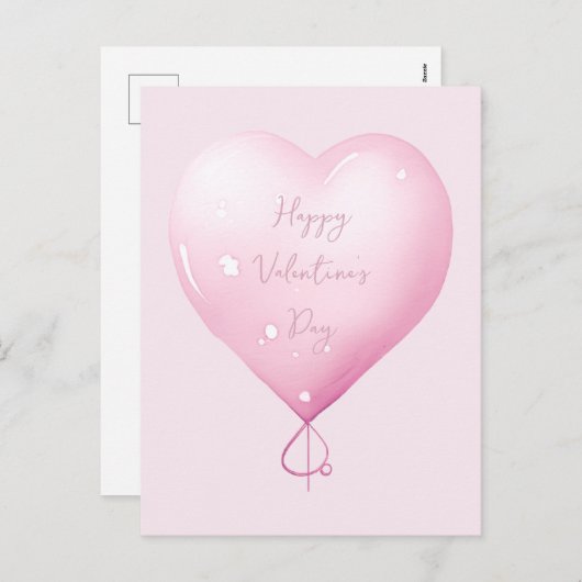 Valentijnsdag Happy Heart Custom Pink Script Feestdagenkaart (Voorkant / Achterkant)