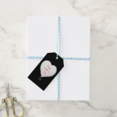 Valentijnsdag Happy Heart Custom Zwart Wit Rood Cadeaulabel (Met Touw)
