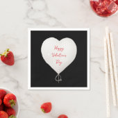 Valentijnsdag Happy Heart Custom Zwart Wit Rood Servet (Insitu)