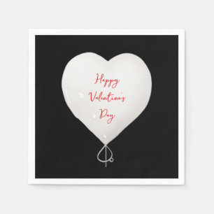 Valentijnsdag Happy Heart Custom Zwart Wit Rood Servet