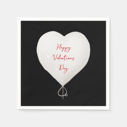 Valentijnsdag Happy Heart Custom Zwart Wit Rood Servet (Voorkant)