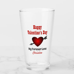 Valentijnsdag Happy Heart Love for ever Beer Pint Glas