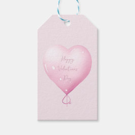 Valentijnsdag Happy Heart Pink-script Cadeaulabel