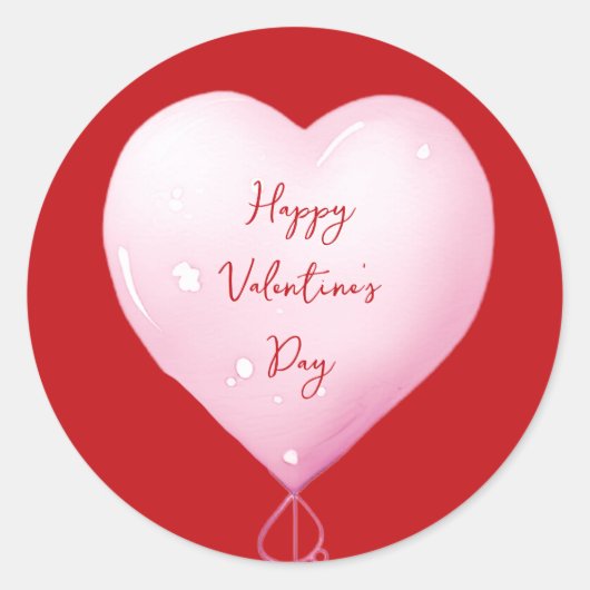 Valentijnsdag Happy Heart Pink-script Ronde Sticker (Voorkant)