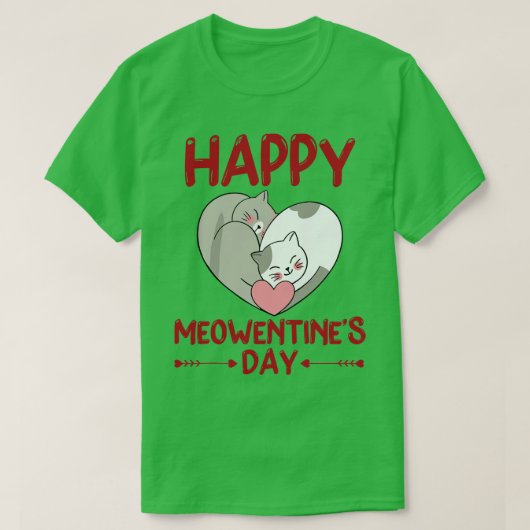 Valentijnsdag Happy Meowentines Dag Kat Lover T-shirt (Design voorkant)