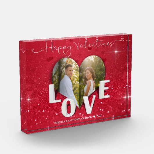 Valentijnsdag Harde foto Rood Glitter Foto Blok (Links)
