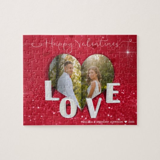 Valentijnsdag Harde foto Rood Glitter - Puzzle Legpuzzel (Horizontaal)