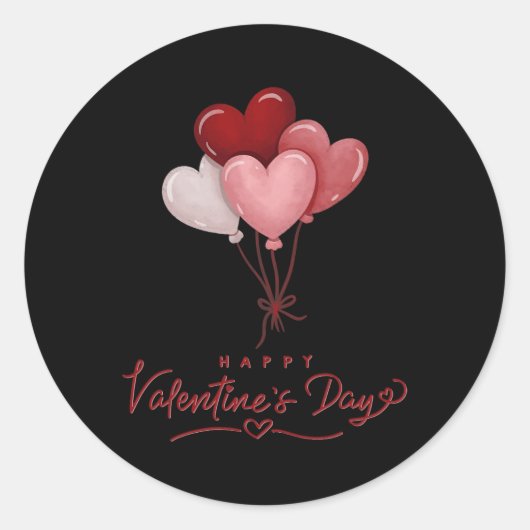 Valentijnsdag Hart Ballonnen Ronde Sticker (Voorkant)