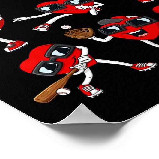 Valentijnsdag Hart Baseball Boys Kinder Poster (Hoek)