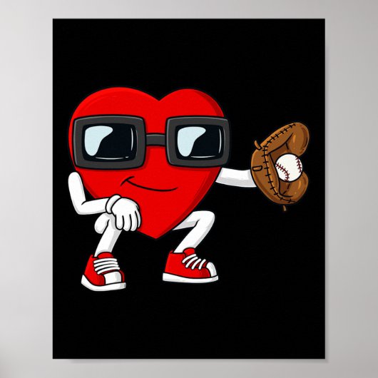 Valentijnsdag Hart Baseball Catcher Fun Boys Gir Poster (Voorkant)