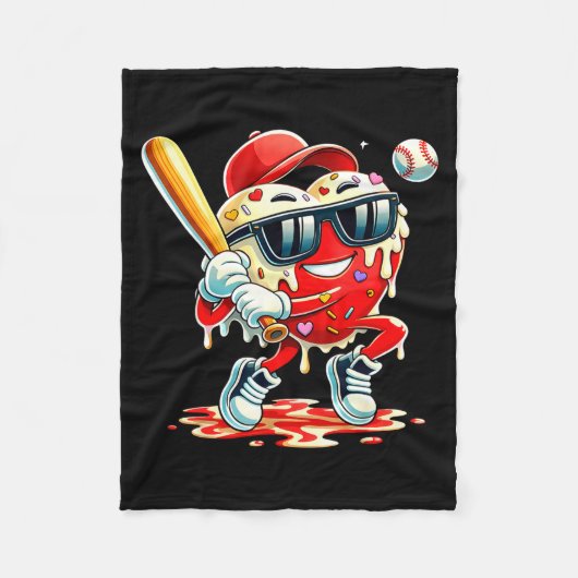 Valentijnsdag Hart Baseball Drip Ijs Jongens Fleece Deken (Voorkant)