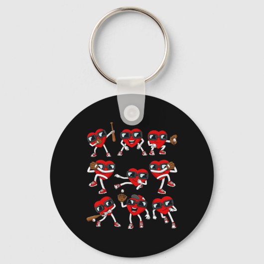 Valentijnsdag Hart Baseball Hitter Pitcher Fun B Sleutelhanger (Voorkant)