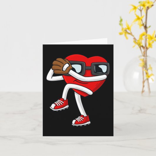 Valentijnsdag Hart Baseball Pitcher Fun Boys Gir Kaart (Gele Bloem)