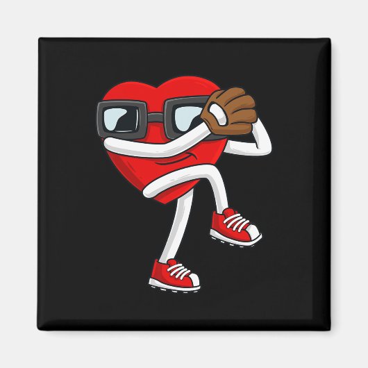 Valentijnsdag Hart Baseball Pitcher Fun Boys Gir Magneet (Voorkant)