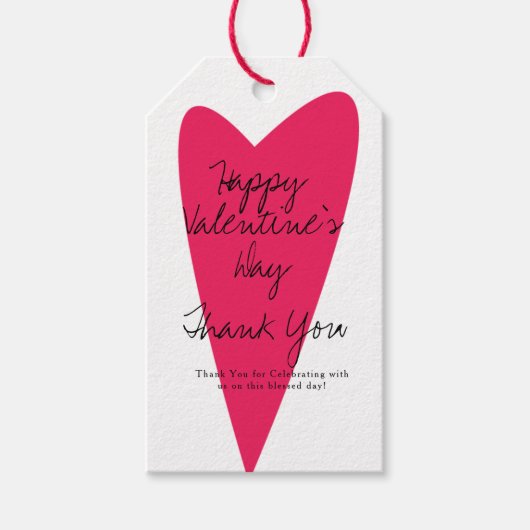 Valentijnsdag Hart Bedankt Tag Cadeaulabel (Voorkant)