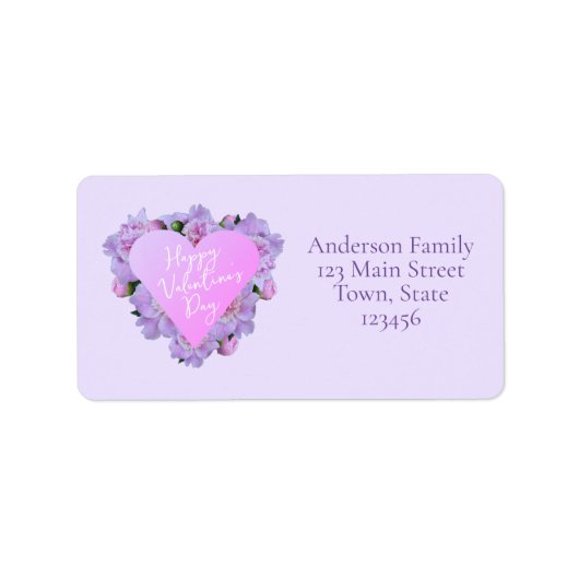 Valentijnsdag Hart Bloemen Paarse Roze Elegant Etiket (Voorkant)