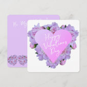 Valentijnsdag Hart Bloemen Paarse Roze Elegant Feestdagenkaart (Voorkant / Achterkant)