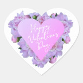 Valentijnsdag Hart Bloemen Paarse Roze Elegant Hart Sticker (Voorkant)
