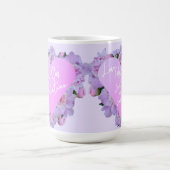 Valentijnsdag Hart Bloemen Paarse Roze Elegant Koffiemok (Center)