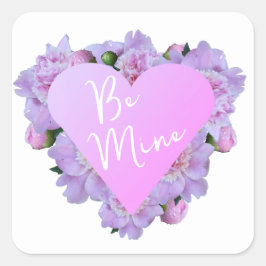 Valentijnsdag Hart Bloemen Paarse Roze Elegant Vierkante Sticker
