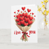 Valentijnsdag Hart Boeket Kaart (Gele Bloem)