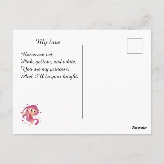 Valentijnsdag. Hart Briefkaart (Achterkant)