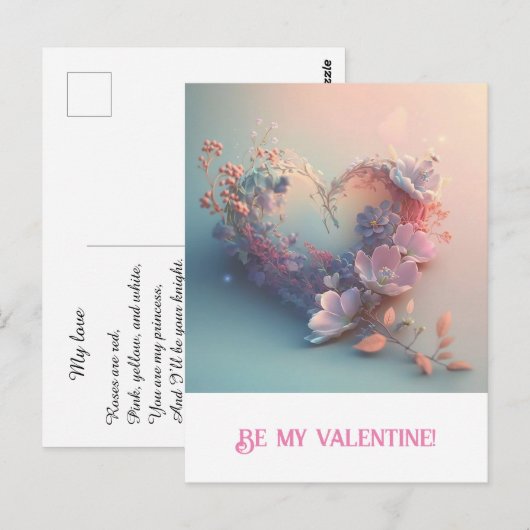 Valentijnsdag. Hart Briefkaart (Voorkant / Achterkant)