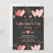 Valentijnsdag Hart Chalkboard Roze Invitation Kaart (Voorkant)