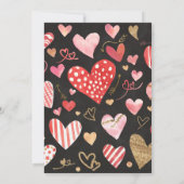 Valentijnsdag Hart Chalkboard Roze Invitation Kaart (Achterkant)