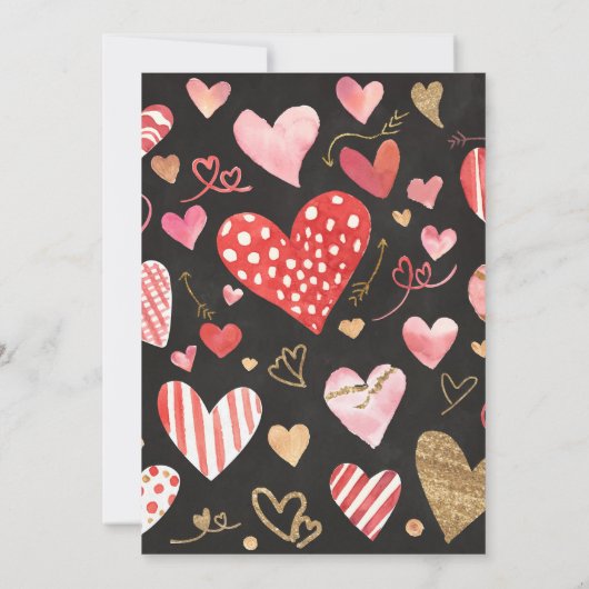 Valentijnsdag Hart Chalkboard Roze Invitation Kaart (Achterkant)