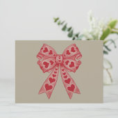 Valentijnsdag Hart Coquette strik Retro Valentijn Bedankkaart (Staand voorkant)