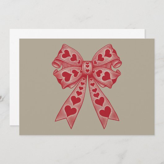 Valentijnsdag Hart Coquette strik Retro Valentijn Bedankkaart (Voorkant / Achterkant)