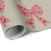 Valentijnsdag Hart Coquette strik Retro Valentijn Cadeaupapier (Rol Hoek)