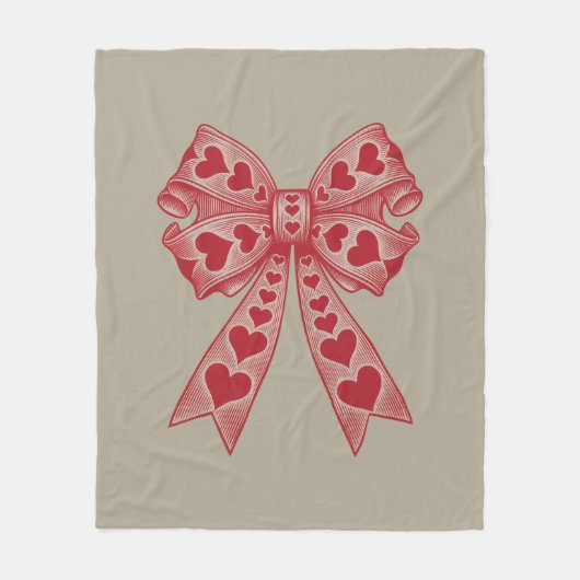 Valentijnsdag Hart Coquette strik Retro Valentijn Fleece Deken (Voorkant)