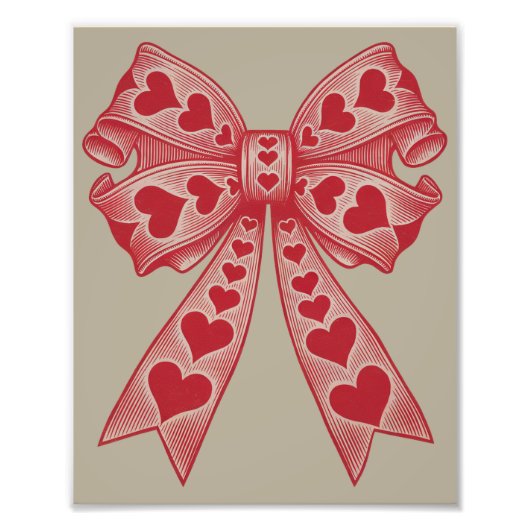 Valentijnsdag Hart Coquette strik Retro Valentijn Foto Afdruk (Voorkant)
